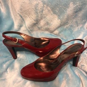 Tahari “Carolyn” Maroon Patent Slingbacks, Sz 9M
